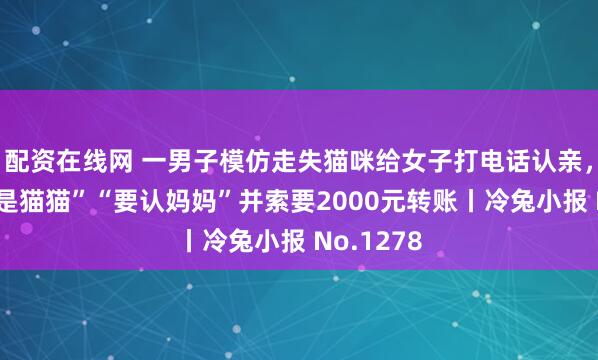 配资在线网 一男子模仿走失猫咪给女子打电话认亲，声称“我是猫猫”“要认妈妈”并索要2000元转账丨冷兔小报 No.1278